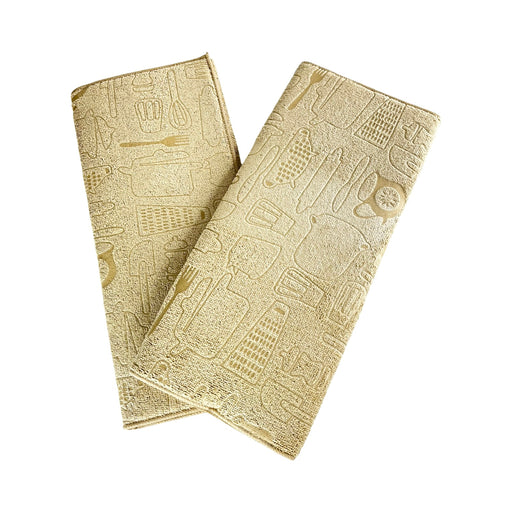 طقم فوط 2 قطع صفاية مطبخ مايكروفايبر بيج - DH2025-031BE