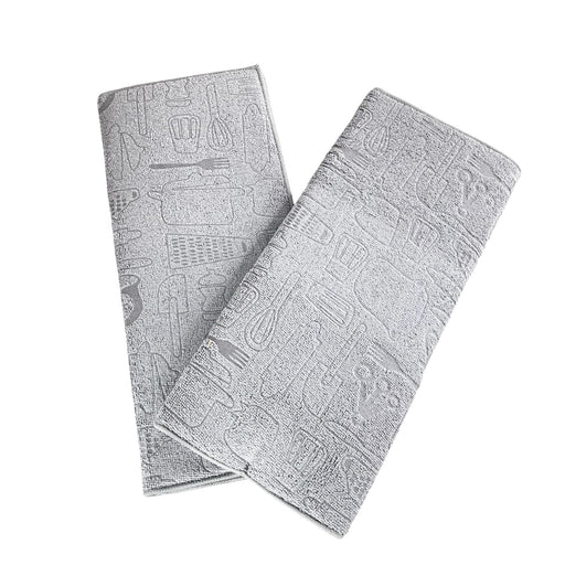 طقم فوط 2 قطع صفاية مطبخ مايكروفايبر رمادى - DH2025-031G