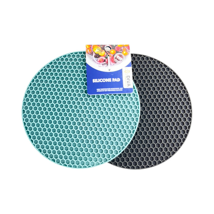 طقم كوستر سيليكون 2 قطع دائرى اسود* تركواز - DV628