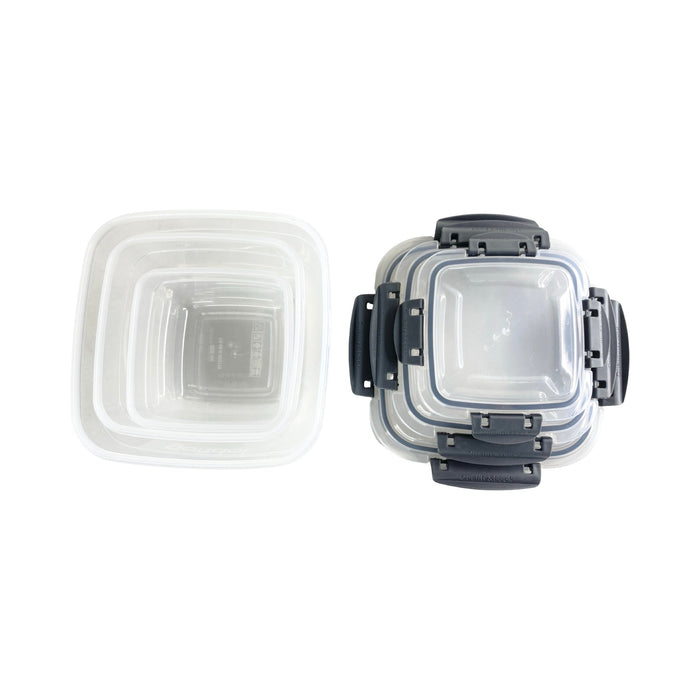 جوندول طقم علب مربع (3 قطع) بلاستيك رمادى - G-390GR