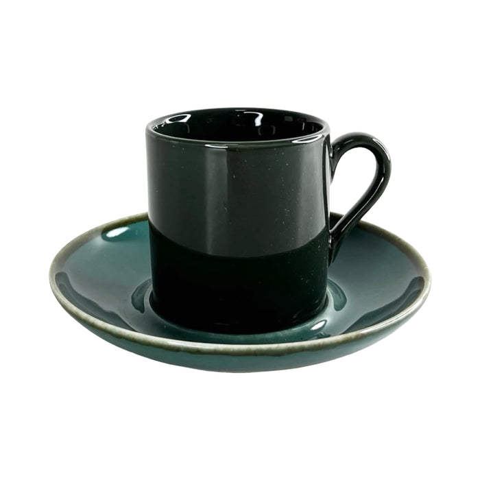 طقم فناجين قهوة بطبق تقديم 12 قطعة  نيو دورا بورسلين تركواز * زيتى غامق - Co-Ne-do