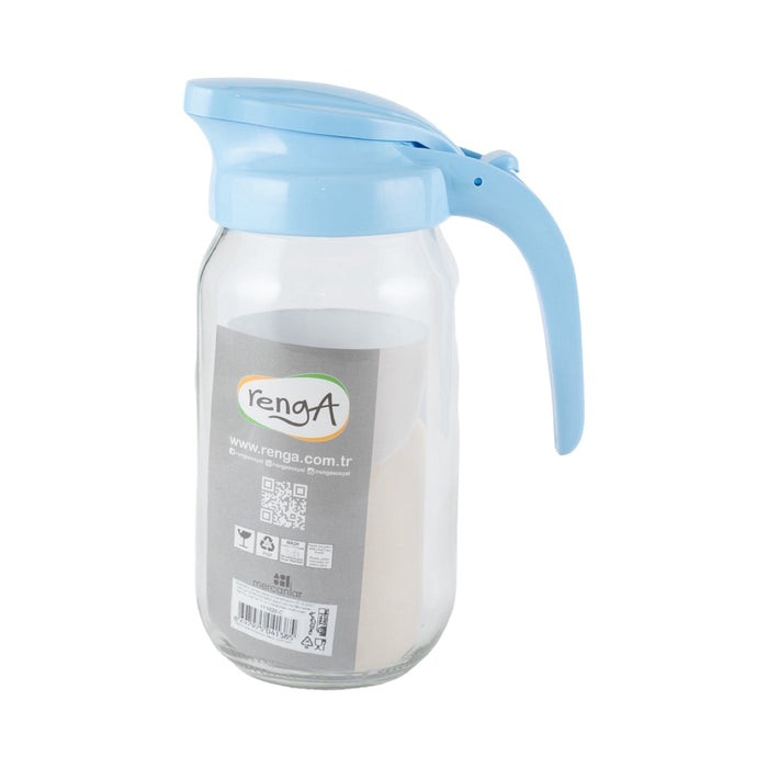 رينجا شفشق بيد وغطاء  ( 1 لتر ) زجاج ازرق - 111028