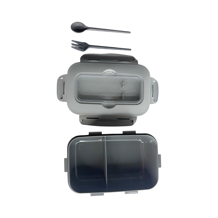 جوندول لانش بوكس (22.5*15.5*7.5 سم) شوكة+ملعقة بلاستيك رمادى - G-768G