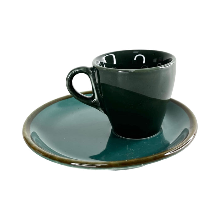 طقم فناجين قهوة بطبق تقديم 12 قطعة كوستا بورسلين  تركواز * زيتى غامق - Coffee-Costa