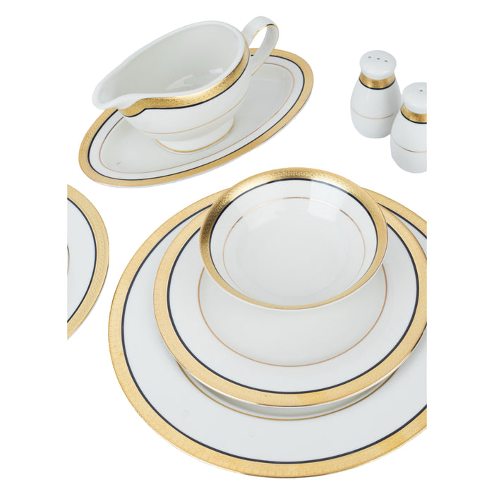 ‎رويال ألفريدو طقم سفرة بورسلين 112 قطعة ابيض وذهبي - MO-005