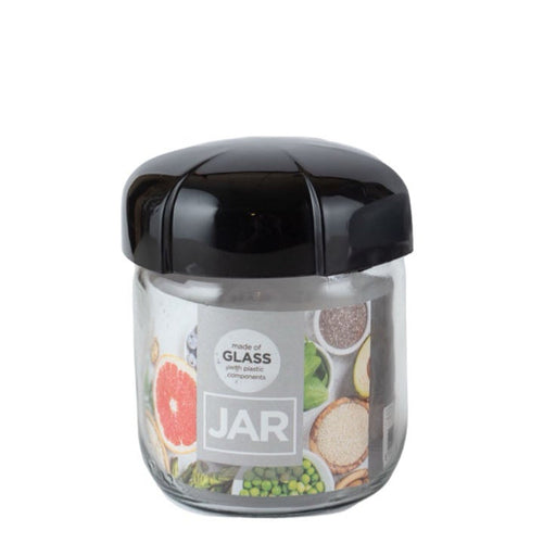 رينجا برطمان زجاج دائري 425 مل شفاف غطاء اسود - 131010