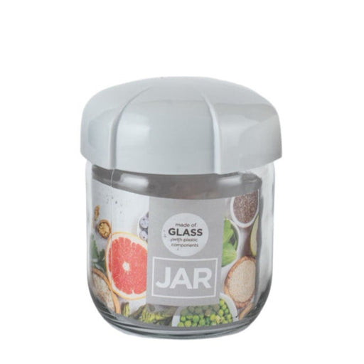 رينجا برطمان زجاج دائري 425 مل شفاف غطاء رمادى - 131010GR