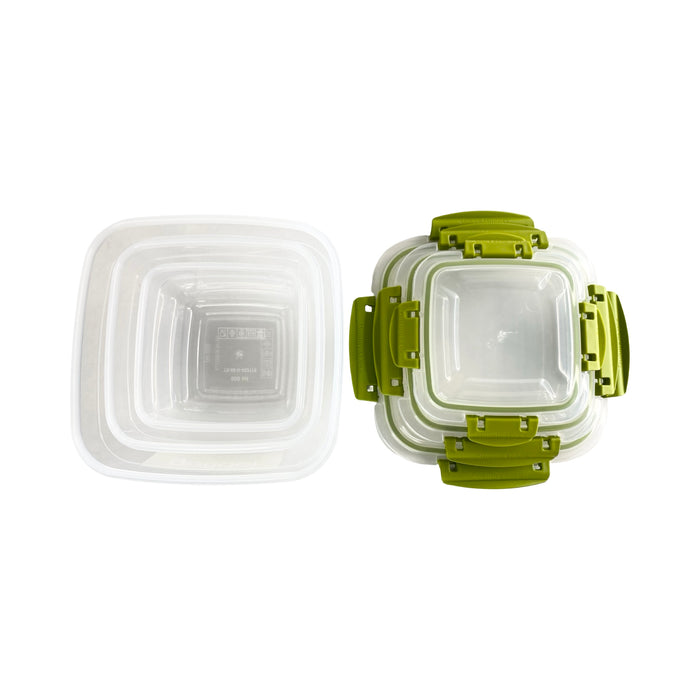 جوندول طقم علب مربع (3 قطع) بلاستيك اخضر - G-390G