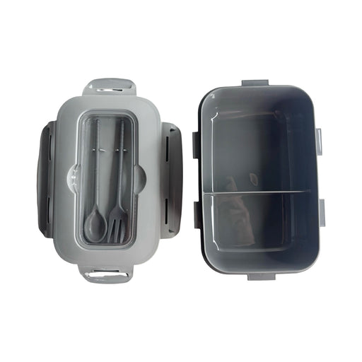 جوندول لانش بوكس (22.5*15.5*7.5 سم) شوكة+ملعقة بلاستيك رمادى - G-768G