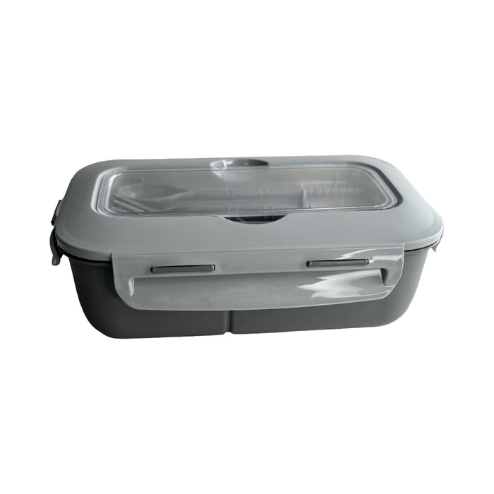 جوندول لانش بوكس (22.5*15.5*7.5 سم) شوكة+ملعقة بلاستيك رمادى - G-768G