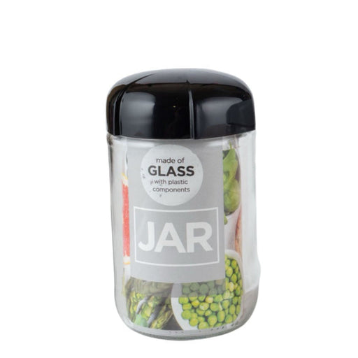 رينجا برطمان زجاج دائري 660 مل شفاف غطاء اسود - 131011