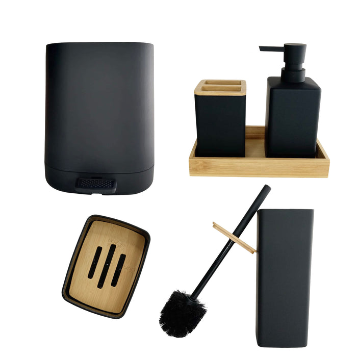 طقم اكسسوارات حمام 6 قطع اسود - DV10008