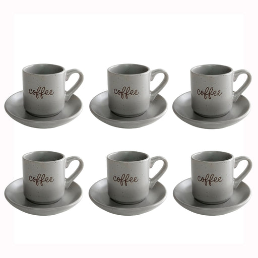طقم فناجين قهوة بطبق تقديم 12 قطعة بورسلين رمادى - DV9004