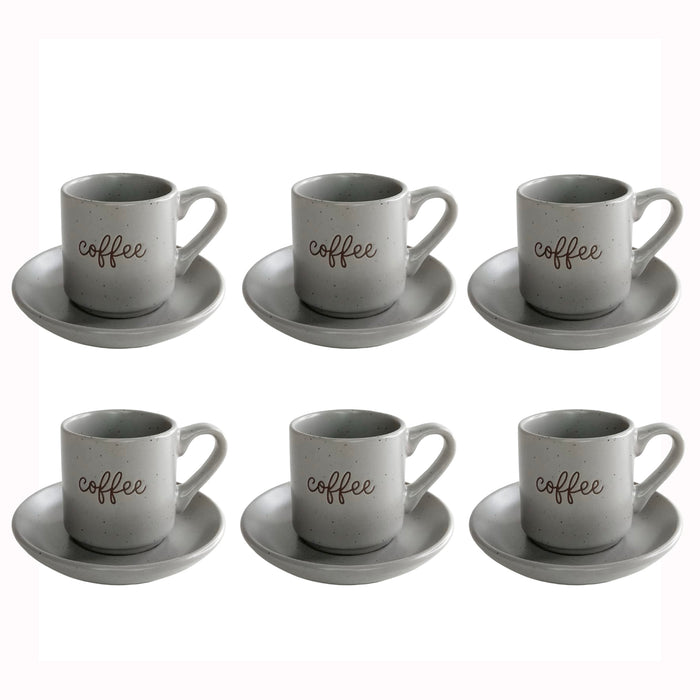 طقم فناجين قهوة بطبق تقديم 12 قطعة بورسلين رمادى - DV9004