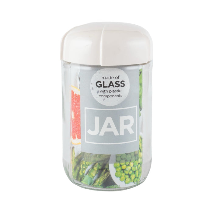 رينجا برطمان زجاج دائري 660 مل شفاف غطاء ابيض - 131011W