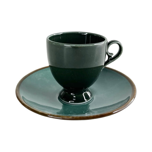 طقم فناجين قهوة بطبق تقديم 12 قطعة بكعب بورسلين تركواز * زيتى غامق- Co-Wi-he