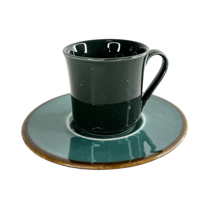 طقم فناجين قهوة بطبق تقديم 12 قطعة جالاكسي بورسلين  تركواز * زيتى غامق - Coffee-Glalaxy