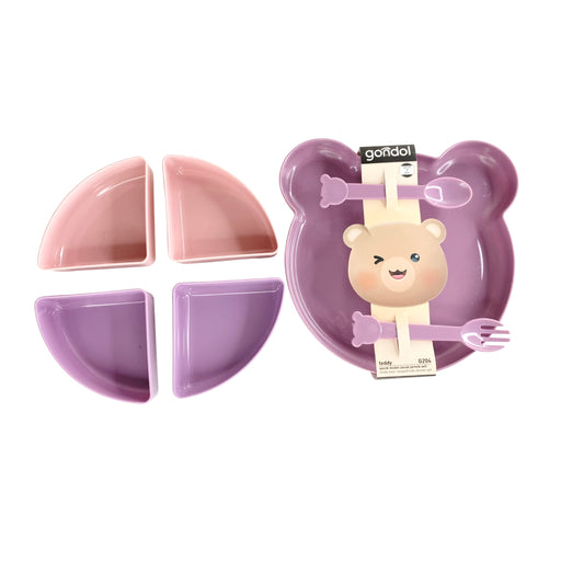 جوندول طبق طعام لاطفال شكل دب 22 سم بلاستيك بنفسجى - G-204PU
