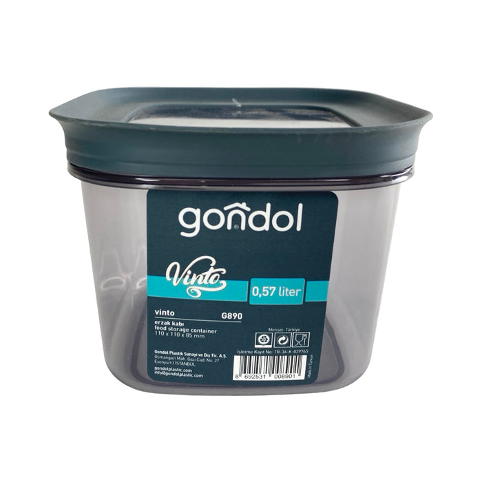 جوندول علبة طعام مربعة 570 مل بلاستيك رمادى - G-890