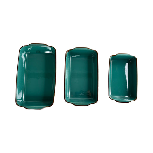 رويال ألفريدو طقم طاجن بورسلين 3 قطع مستطيل تركواز  - RE-JADE