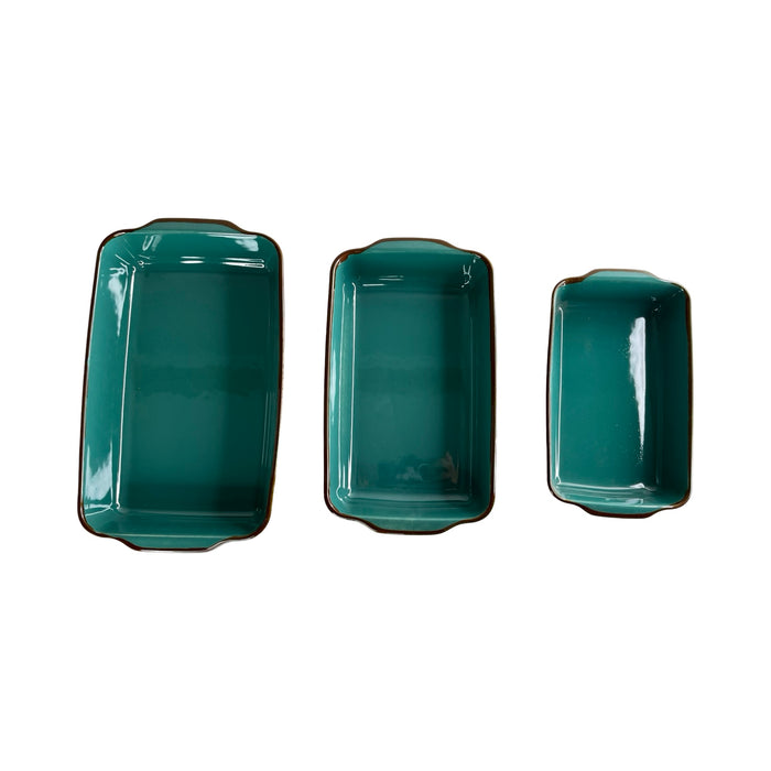 رويال ألفريدو طقم طاجن بورسلين 3 قطع مستطيل تركواز  - RE-JADE