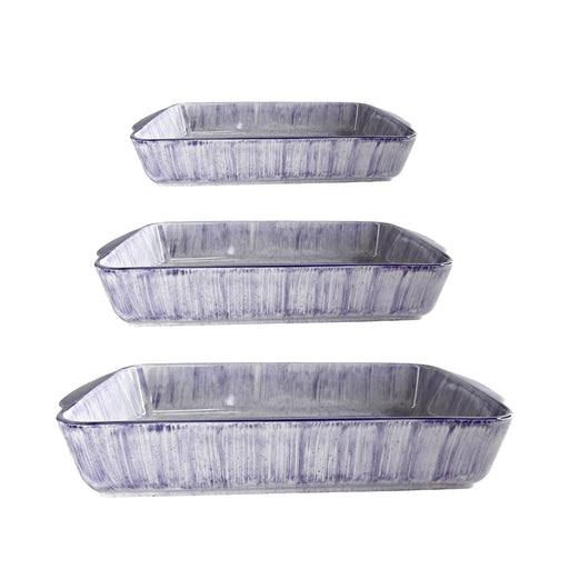 رويال ألفريدو طقم طاجن بورسلين 3 قطع مستطيل بنفسجى - RE-PURPLE