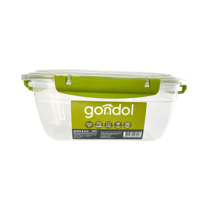 جوندول طقم علب مربع (3 قطع) بلاستيك اخضر - G-390G