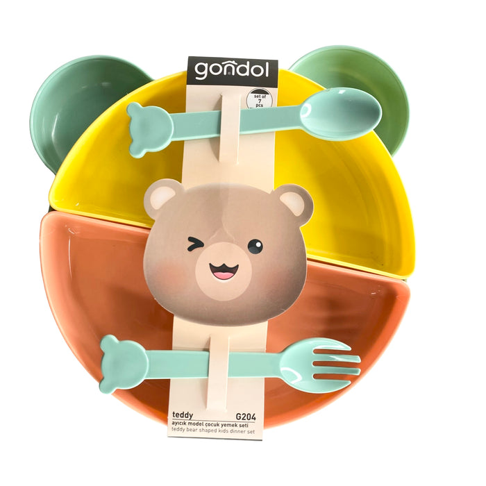 جوندول طبق طعام لاطفال شكل دب 22 سم بلاستيك تركواز-G-204TU