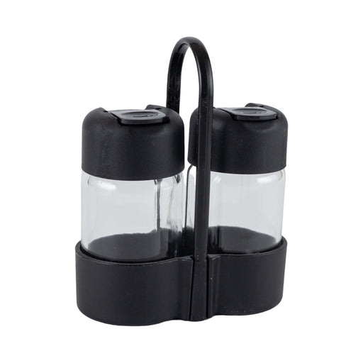 رينجا طقم توابل 3 قطع (2 ملاحه + حامل) 67 مل زجاج اسود - 121015