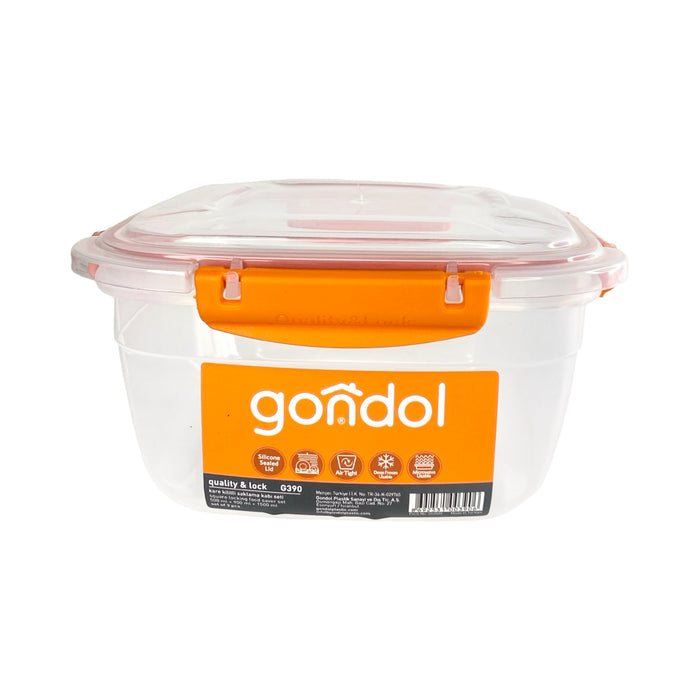 جوندول طقم علب مربع (3 قطع) بلاستيك برتقالى - G-390O