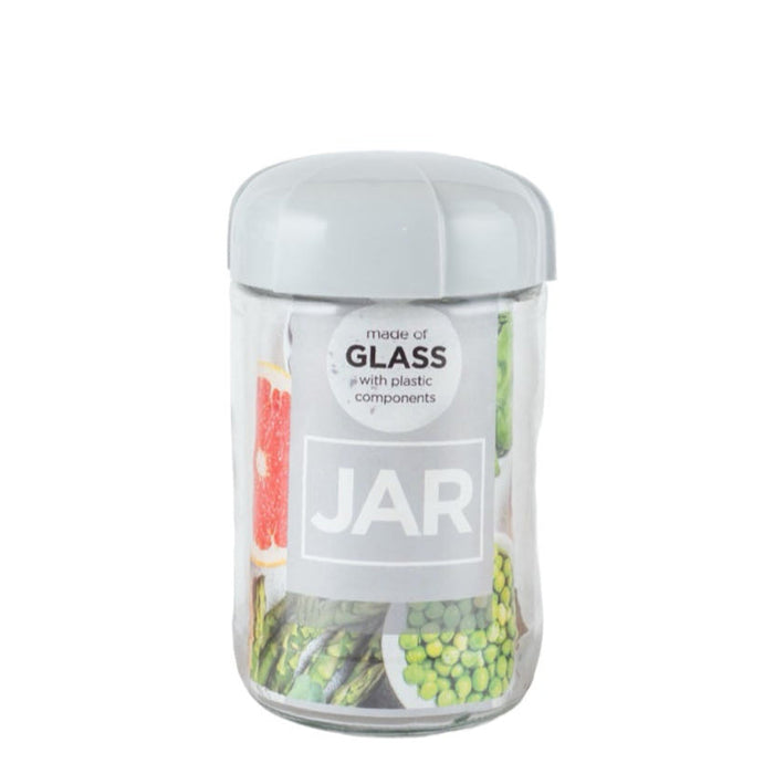 رينجا برطمان زجاج دائري 660 مل شفاف غطاء رمادى - 131011GR