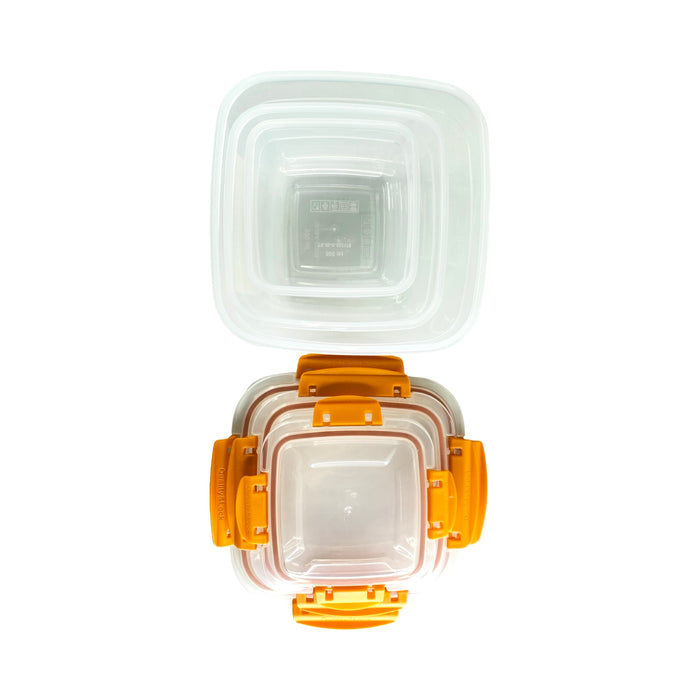 جوندول طقم علب مربع (3 قطع) بلاستيك برتقالى - G-390O