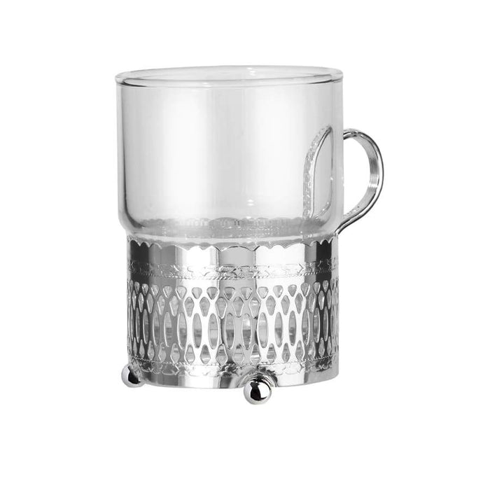 كوين آن كوب شاي مطلي فضة بيد مقاوم للحرارة (تصميم روماني) - R-6322-0 Queen Anne Queen Anne