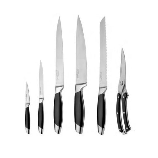 رفايع المطبخ  بيرج هوف اسينشيالز طقم سكاكين مطبخ ٧ قطع استانليس استيل بقاعدة أسود - 1307140  Berghoff