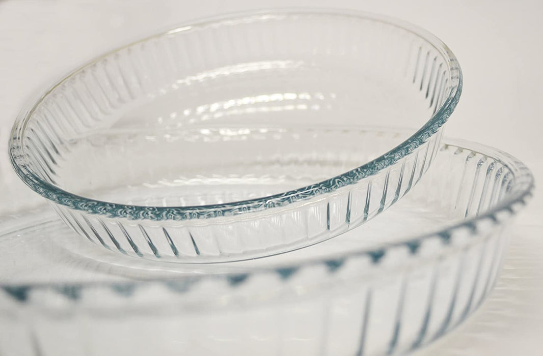 بوركام طقم طاجن زجاج دائري 2 قطعة (1.7+2.9 لتر) شفاف - 159022