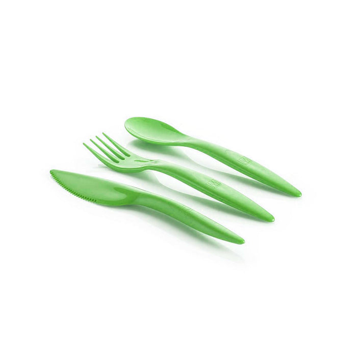 إم-ديزاين طقم ادوات مائدة 9 قطع (3 ملاعق+3 شوك+3 سكاكين) 17 سم بلاستيك اخضر  - 30690G