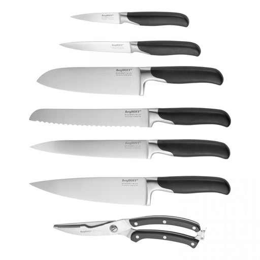 رفايع المطبخ  بيرج هوف اسينشيالز اونيكس طقم سكاكين مطبخ ٨ قطع بقاعدة استانليس استيل أسود - 1308010  Berghoff