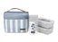 لوك اند لوك لانش بوكس ( 2 علبة 470 مل+زجاجة مياه 300 مل+شنطة ) أزرق/ أبيض - HPL756S3B