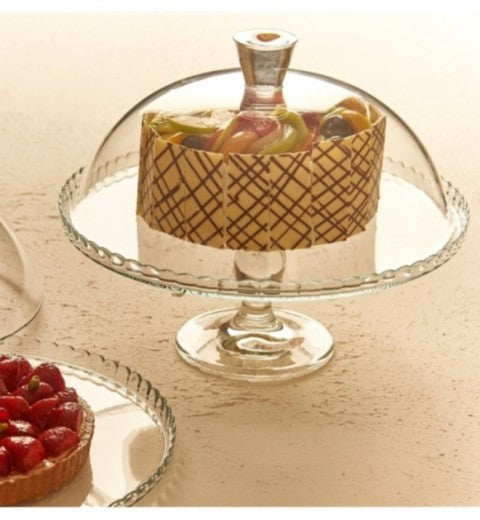 باشا باشا طبق تقديم حلويات بقاعدة مسطح بغطاء 32 سم زجاج شفاف - 95200/61T