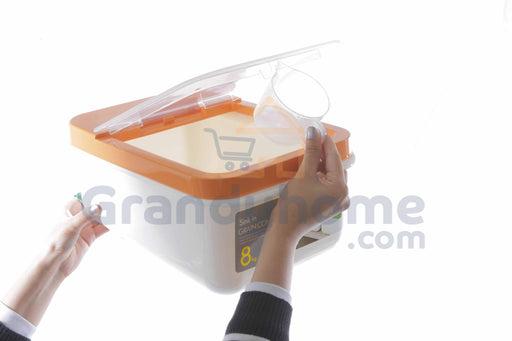 لوك اند لوك علبة بلاستيك للحبوب ٨ كيلوجرام (١٠ لتر) بغطاء قلاب برتقالي - HPL530O