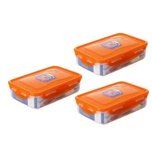 لوك اند لوك طقم علب بلاستيك ٣ قطعة (٣ * ٨٠٠ مل) برتقالي - HPL816SA3CO Lock & Lock Lock & Lock