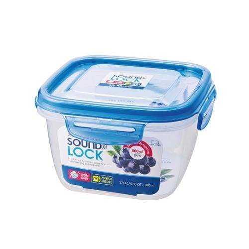 لوك اند لوك علبة بلاستيك ساوند لوك مربعة ٨٠٠ مل أزرق - LEP232 Lock & Lock Lock & Lock