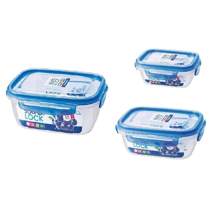 لوك اند لوك طقم علب بلاستيك ساوند لوك ٣ قطعة ( ١ *٢٤٠ مل + ١ * ٦٢٠ مل +١ * ١٫١ لتر ) أزرق - LEP531S002 Lock & Lock Lock & Lock