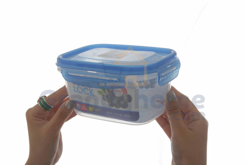 لوك اند لوك علبة بلاستيك ساوند لوك مستطيلة 850 مل  أزرق - LEP532